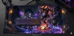 Lyra and the damned, and the Ember god Desk Mat