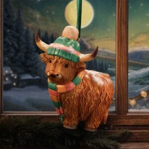 Winter Highland Cow Snowfall Hanging Ornament